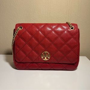 NWOT Tory Burch Willa Shoulder Bag in Color Redstone Red.